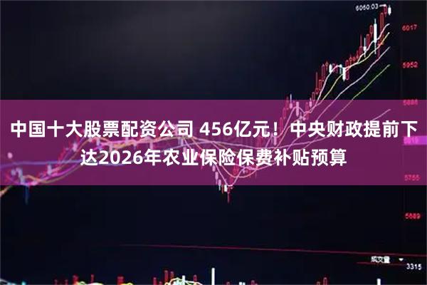 中国十大股票配资公司 456亿元！中央财政提前下达2026年农业保险保费补贴预算