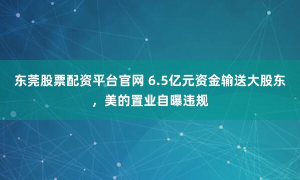 东莞股票配资平台官网 6.5亿元资金输送大股东，美的置业自曝违规